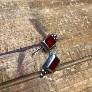 ATI 925 Mexico Red Jasper Sterling Silver Drop Earrings